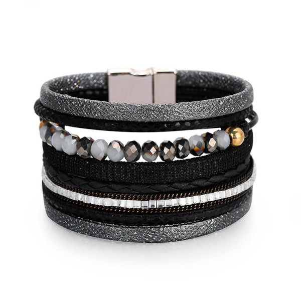 Жіночий шкіряний браслет Дарві чорний