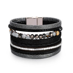 Женский кожаный браслет Дарви черный