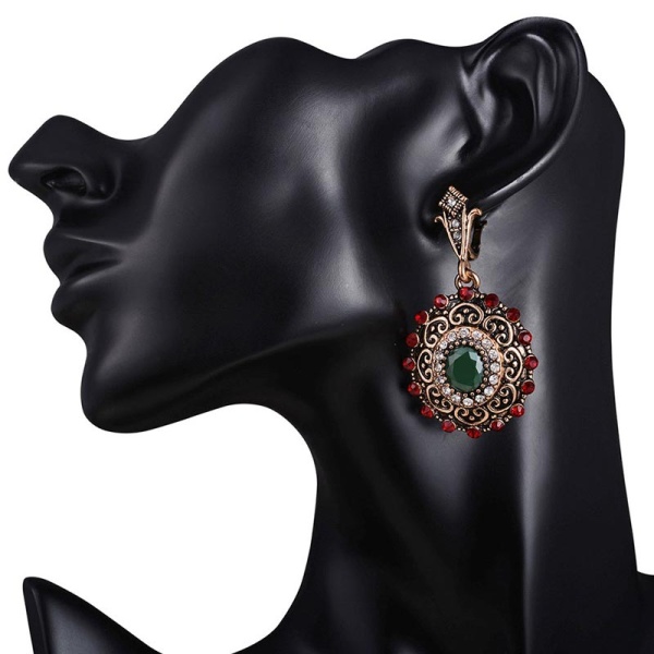 Сережки підвіски із зеленим каменем Елмас