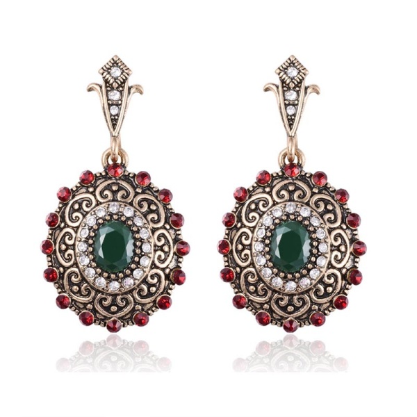 Сережки підвіски із зеленим каменем Елмас