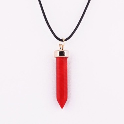 Кулон Кристалл Коралл на чёрном шнурке