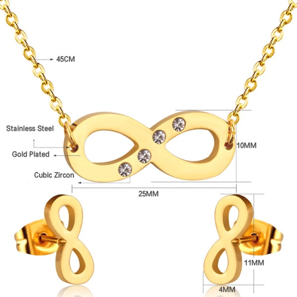 Набор украшений из стали Бесконечность: кулон и серьги