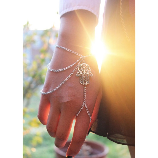 Браслет ланцюжок на палець Амулет Хамса