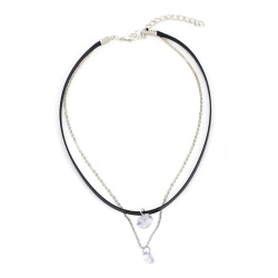 Кожаный чокер с цепочкой и подвесками