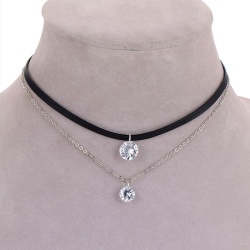 Кожаный чокер с цепочкой и подвесками