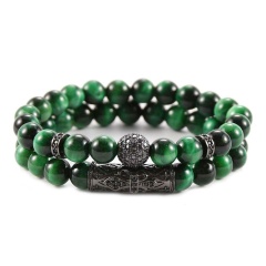 Браслет из натурального зеленого Тигрового глаза 2 шт lan-2902