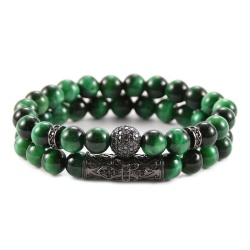 Браслет із натурального зеленого Тигрового ока 2 шт lan-2902