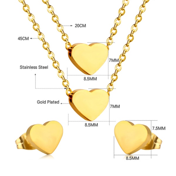 Набор украшений из стали Сердце: кулон и серьги