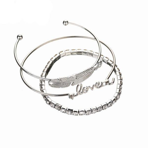 Набір браслетів: перо, love, кристал lan — 2419