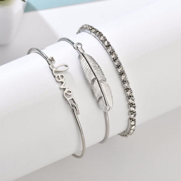 Набір браслетів: перо, love, кристал lan — 2419