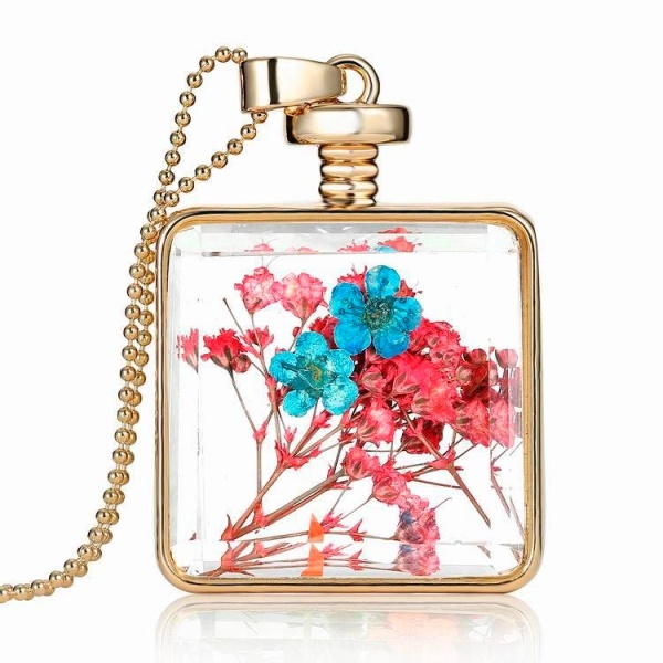 Кулон квадрат Пляшечка з польовими квітами lan-2703