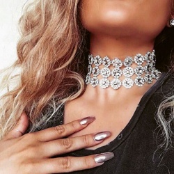 Чокер на шию сталева Ромашка lan-368 сріблястого кольору