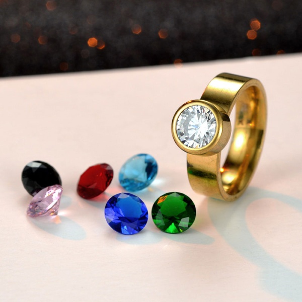 Кільце Seven Colors зі змінним кристалом золоте