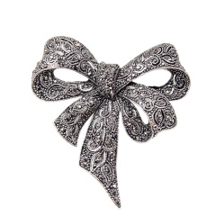 Брошь бант с марказитами