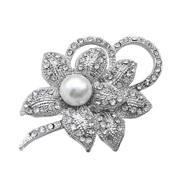 Брошь Цветок с жемчужиной lan-3299
