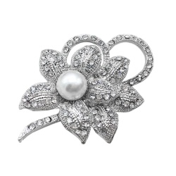 Брошь Цветок с жемчужиной lan-3299