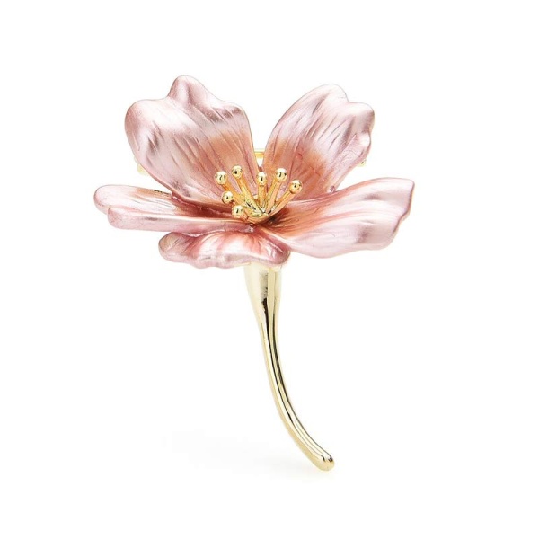 Брошь изящный цветок розовая