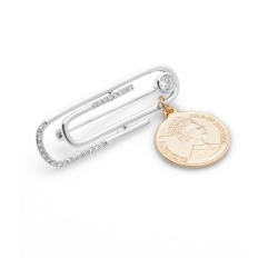 Брошка скріпка з монеткою