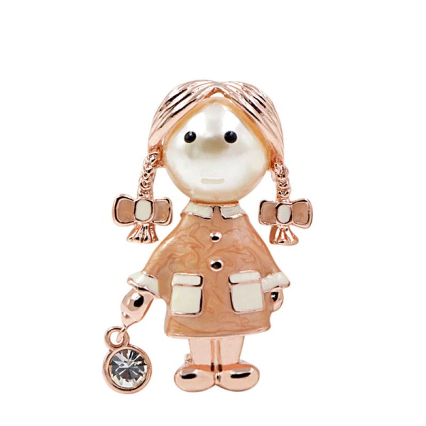 Брошь Девочка с фонариком кристалликом