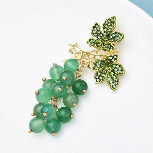 Брошь зеленая Виноградная лоза lan-2807