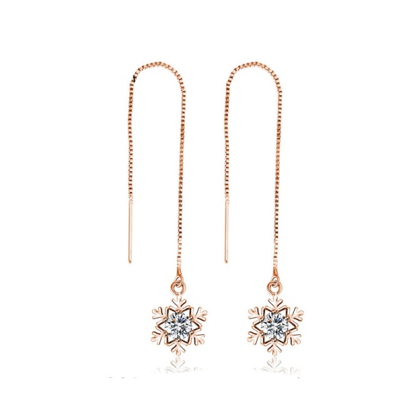 Довгі сережки протяжки Сніжинка із кристалом циркону