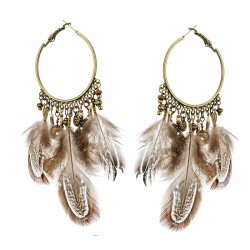 Серьги с перьями бохо стиль