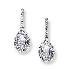 Серьги подвески с фианитами Капля