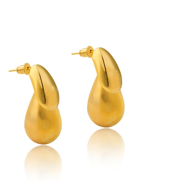 Серьги матовая каплевидной формы золотистого цвета lan-3110