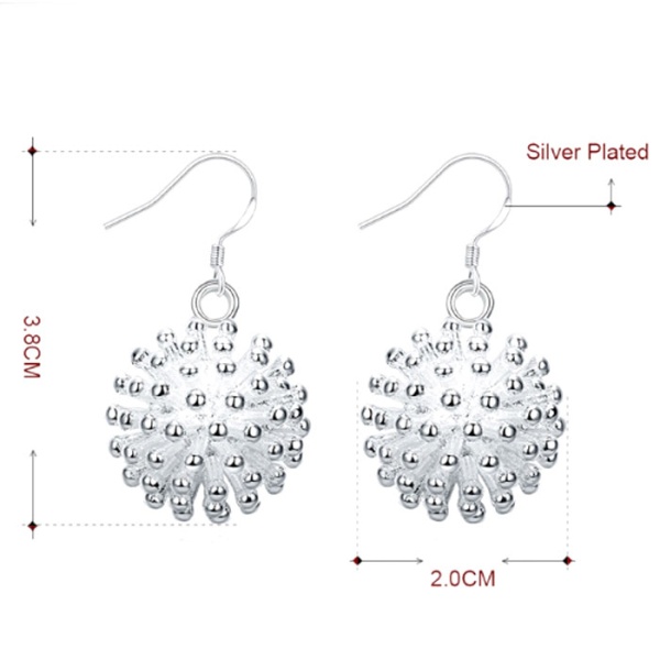 Серьги подвески Одуванчик посеребренные