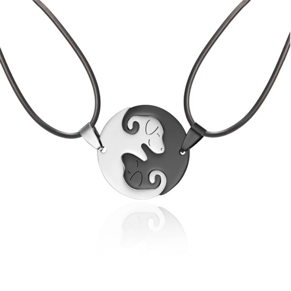 Парный кулон для влюблённых из стали Собаки lan-2911