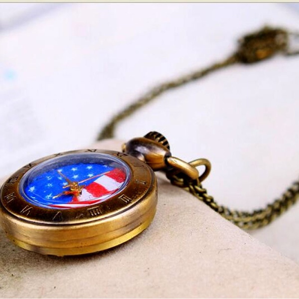 Часы кулон на цепочке USA Flag