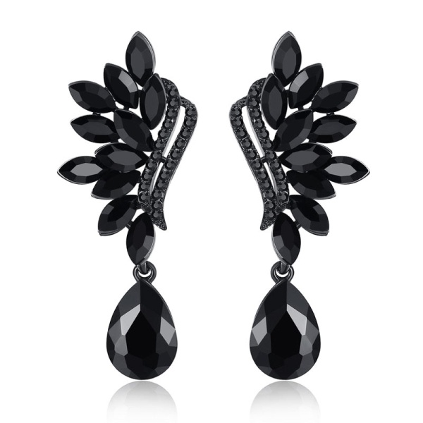 Сережки камінням Чорне перо lan — 2431