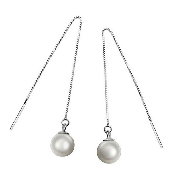 Серьги протяжки посеребрённые Жемчужина