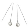 Серьги протяжки посеребрённые Жемчужина