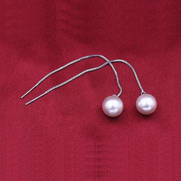 Серьги протяжки посеребрённые Жемчужина