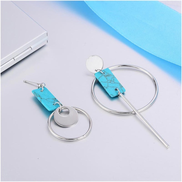 Серьги кольца с бирюзой