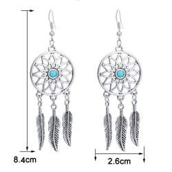 Длинные серьги Ловец снов серебристого цвета