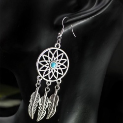 Длинные серьги Ловец снов серебристого цвета