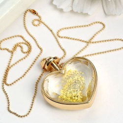 Кулон с цепочкой Бутылочка сердца с Жёлтыми цветами