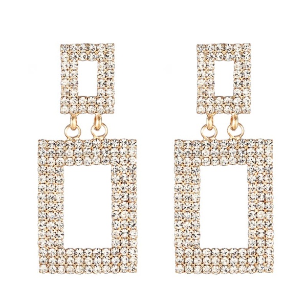 Вечірні сережки з кристалами Прямокутник lan-3183