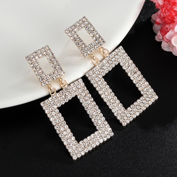 Вечірні сережки з кристалами Прямокутник lan-3183