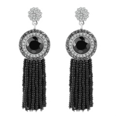 Серьги подвески с черным бисером lan-2815