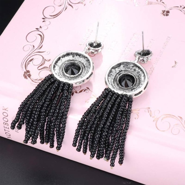 Серьги подвески с черным бисером lan-2815