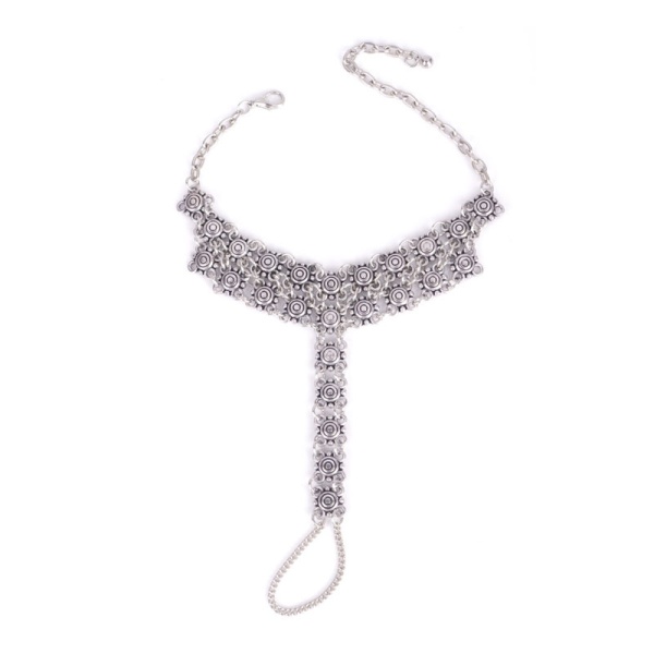 Браслет на ногу Цветок серебристого цвета