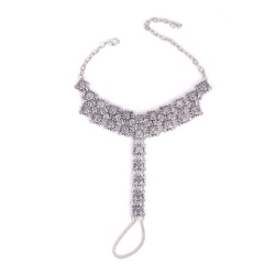 Браслет на ногу Цветок серебристого цвета