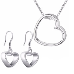 Набор украшений Сердце посеребренный: кулон, серьги