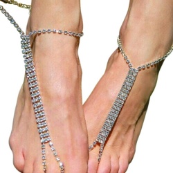 Браслет на ногу з кільцем на палець кристалики