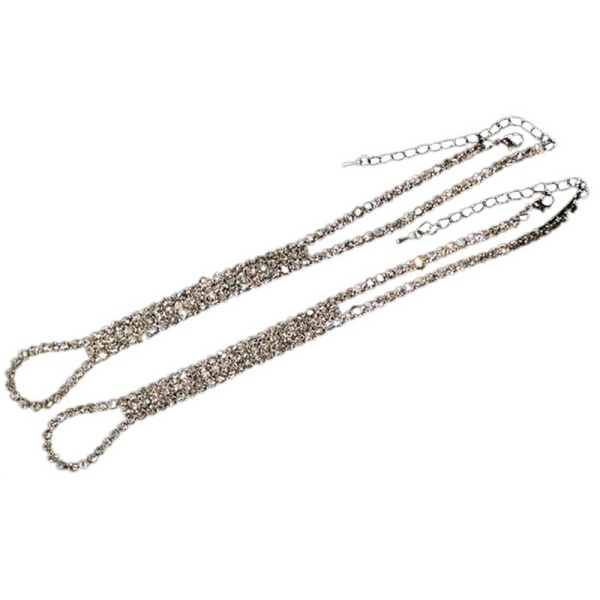 Браслет на ногу с кольцом на палец кристаллики