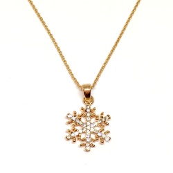 Кулон з ланцюжком Сніжинка золотистого кольору