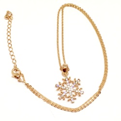 Кулон з ланцюжком Сніжинка золотистого кольору